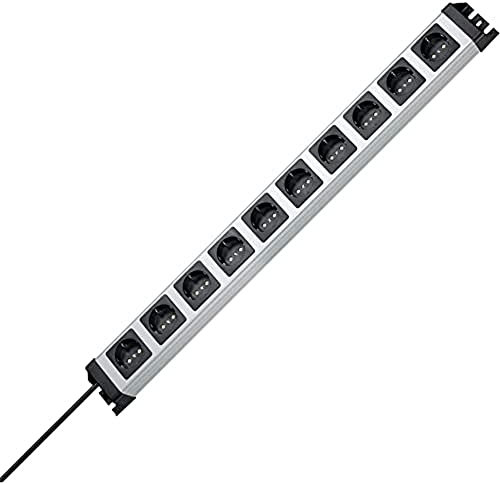 Kopp POWERversal 10-fach Steckdosenleiste, silber, 227120011, Grau, Schwarz