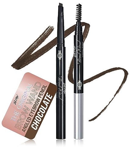 Skone Cosmetics The Original Brow Wand Eyebrow Pencil with Brush - Dual-Sided Retractable Waterproof Long-Lasting Brown Eye Brow Pencils for Women with Sleek Eyebrows - Chocolate for Brunettes