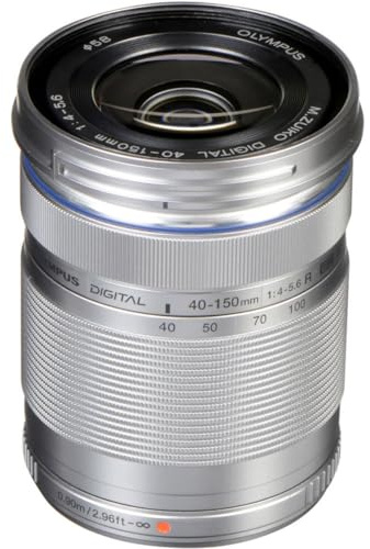 Olympus M.Zuiko Digital 40-150mm F4.0-5.6 R Silver for Micro Four Thirds System Camera, 3.75x Zoom Lens, Portable Design