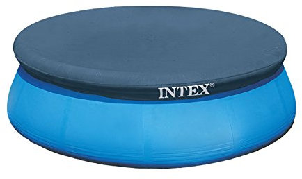 Intex 28021E Pool Cover for 10ft Round Easy Set Pools, Includes Rope Ties, Drain Holes, 12 Overhang, Snug Fit