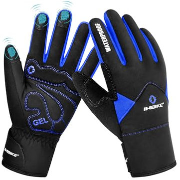INBIKE Winterhandschuhe Fahrradhandschuhe Handschuhe Herren Damen Ski Winter Outdoor Warm Wasserdicht für Skifahren Snowboard Fahrrad und Wandern Blau L