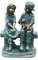 Alpine Corporation 41 cm Tall Indoor/Outdoor Girl and Boy Sitting on Bench with Puppy Statue Yard Art Decoration
