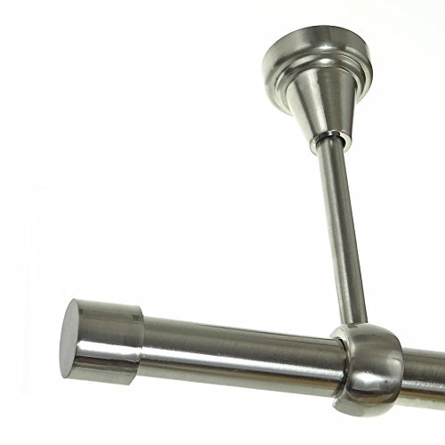 BASIT Gardinenstange Deckenmontage 1 läufig 240 cm lang Edelstahl Look Set Metall 1-läufige Vorhangstange Deckenmontage Ø19mm I 120-600cm wählbar D18