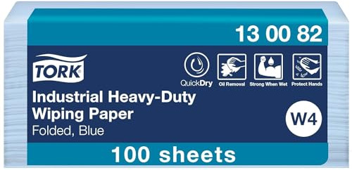 Tork Papier d'Essuyage ultra-résistant bleu W4, Protection des mains, 100 feuilles, 130082