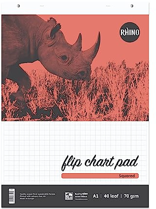 Rhino A1 Flip Chart Paper Pad, 80-Page / 20mm Squared Paper, 1-Pack, 40-Leaf, Office & School Stationery Supplies