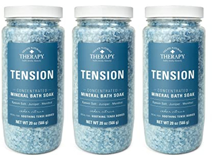 Village Naturals Therapy Tension Concentrated Mineral Bath Soak, Cedar Citrus Scent, 20 Oz, Pack of 3