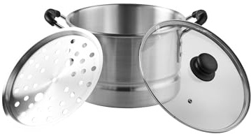 IMUSA USA MEXICANA-410 Aluminum Steamer with Glass Lid 10-Quart, Silver, 10Qt