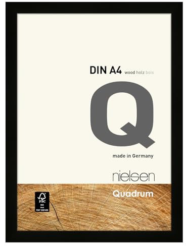 nielsen Quadrum Wooden Picture Frame - Black A4, 21x29.7cm - with Float Glass and Easy Push-Turn Clips - for Photos and Art