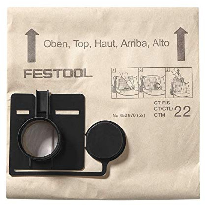 Festool 452970 Replacement Filter Bags For CT 22 Dust Extractor, 5-Pack
