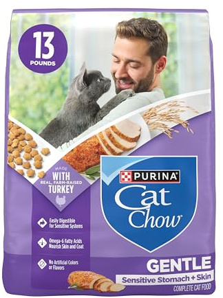 Purina Cat Chow Gentle Sensitive Stomach and Skin Dry Cat Food with Turkey - 13 lb. Bag