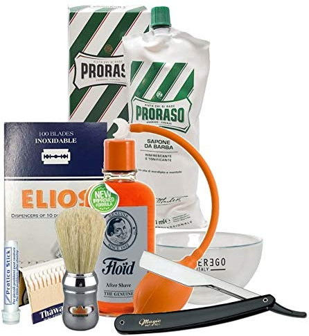 Barber Kit Rasatura Professionale Old Style Barber Shop - Rasoio Mano Libera