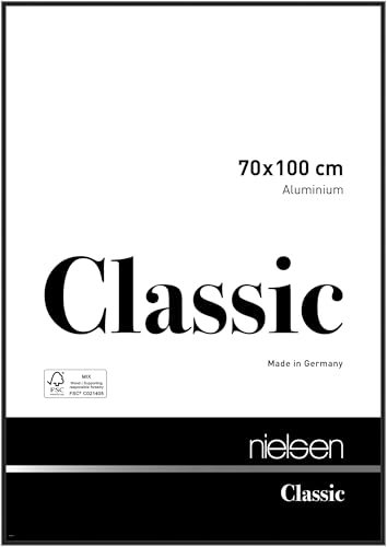 nielsen Classic Aluminium Picture Frame Polished Black 70x100cm with Float Glass and Push and Turn Clips