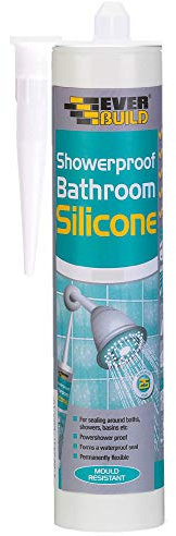 Everbuild Showerproof Bathroom Silicone Sealant – Permanently Flexible – Anti-Fungal Formula – Quick Curing – Waterproof – Clear – 280ml