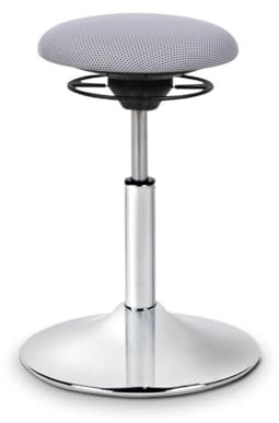 BALIMO® Classic – Bewegungshocker - Rücken-Trainer für aktives Sitzen – Ergonomischer Bürohocker mit beweglicher Sitzfläche – Chrom-Gestell - Bezug Hellgrau