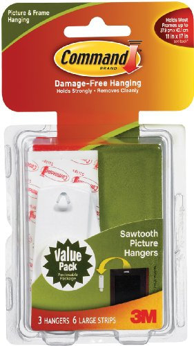 3M (17042) Sawtooth Picture Hanging Hooks w/Water Resistant Strips 17042 [You are Purchasing The Min Order Quantity which is 4 Packs] by Command