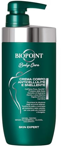 Biopoint - Crema Corpo Anticellulite, Azione Rassodante, Drenante e Tonificante, Favorisce la Riduzione degli Accumuli Adiposi e Contrasta gli Inestetismi della Cellulite, 500 ml