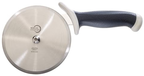 Mercer Culinary Millennia Pizza Cutter with White Handle, 5 Inch Wheel, Stainless Steel