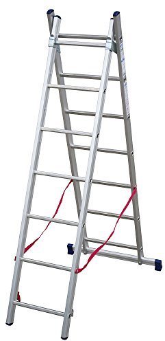 TB Davies Light Duty 2m Double Section Aluminium Extension Ladder & Combi Step Ladder, Made in Italy, EN132