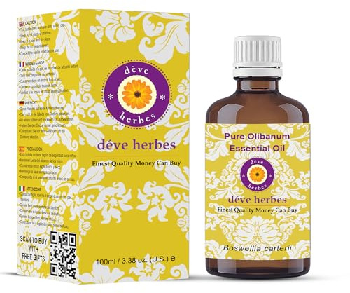 dève herbes Olio essenziale di Olibano puro di (Boswellia carterii) distillato a vapore di grado terapeutico naturale al 100% 100ml (3.38 oz)
