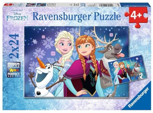 Ravensburger Kinderpuzzle - 09074 Frozen - Nordlichter - Puzzle für Kinder ab 4 Jahren, Disney Frozen Puzzle mit 2x24 Teilen