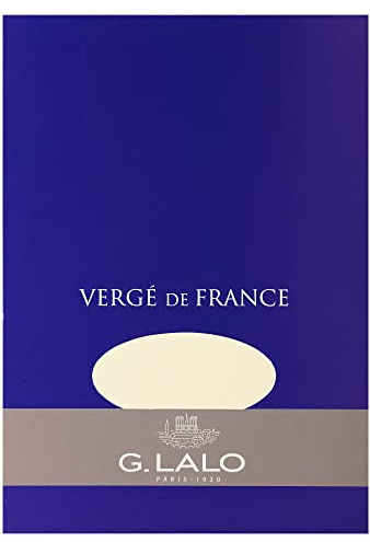 Lalo 11416L - Verge De France Pad of 50 plain laid sheets 14.8x21 cm 100g, Laid de France, Ivory. Clean Cut. Front Cover with Foiled Silver Finish. Refined A5