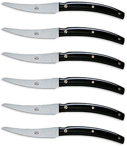 Coltellerie Berti 626 - Steakmesser, Set 6-teilig, mit Griffen aus schwarzem Lucite