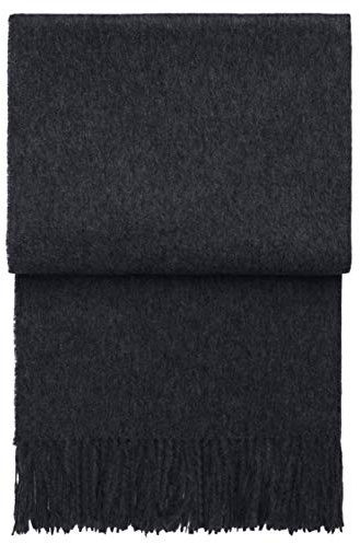 Leichte dunkelgrau melierte Alpaka - Wolldecke mit 50% Alpaka, 140x200 cm mit Fransen, ca 1,5mm dick 600g