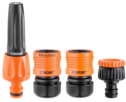 Claber Starter Kit Ø 1/2”, Set Lancia e raccordi Automatici irrigazione Giardino per Tubo da 1/2 (12,5 mm)