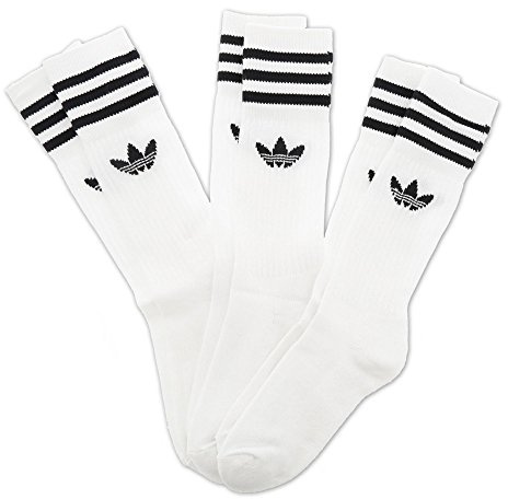 Adidas Solid Crew 3 Pezzi Calze, Uomo, Bianco (White/Black), 43-46