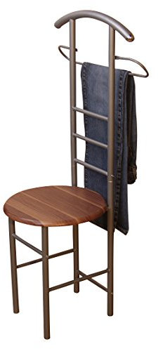 iovivo Herrendiener aus Stahlrohr mit rundem Sitz, 53x47x118 cm alu/nussbaum