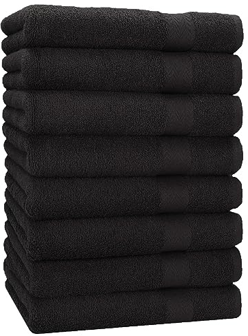 Betz 8 Stück Handtücher Set Größe 50 x 100 cm Handtuch Premium 100% Baumwolle Farbe schwarz