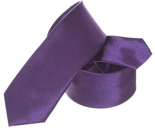 Trimming Shop Skinny Neck Tie 5cm Solid Colour Slim Ties Soft Polyester for Formal Wear Skinny Tie Unisex Classic Formal Necktie for Wedding, Prom, Celebration, Party & Business Meeting - Dark Purple