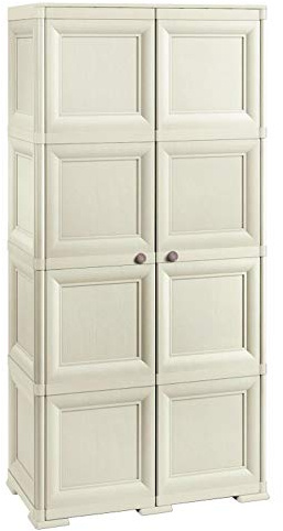 Tontarelli Omnimodus Armadio 2 Ante 4 Ripiani e Vano Verticale Aperto Portascope, 79 x 43 x 164 cm - Facile Montaggio Senza Attrezzi