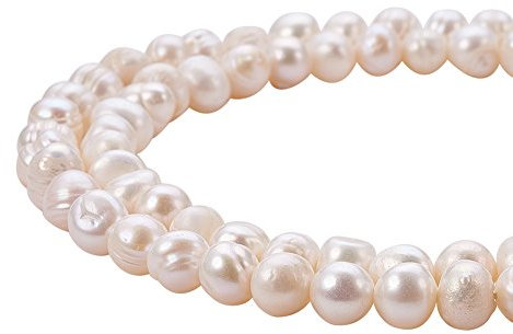 Pandahall 2 Stränge Grade Ein Süßwasser-Perle Perlen Strähnen für Schmuck Halskette Basteln, weiß, 6~7mm, Hole: 0.8mm