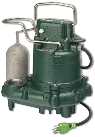 Zoeller M63 - Automatic Submersible Sump Pump - 3/10HP - Cast Iron - LED Power Plug - High Flow - Vortex Impeller Stainless Steel Hardware - Factory Tested and Float Operated - 115V