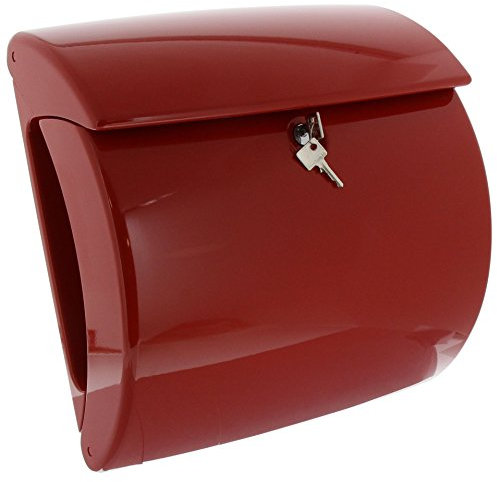 BURG-WÄCHTER Briefkasten mit integriertem Zeitungsfach, Klavierlack Optik, A4 Einwurf-Format, EU Norm EN 13724, Piano 886 R, Rot