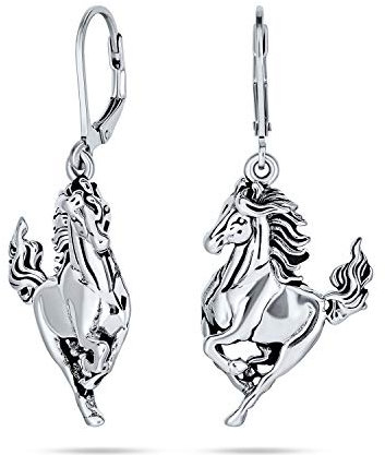 Ridsport hästgåva galopperande häst cowgirl spakback dinglande örhängen för kvinnor tonåring 925 sterlingsilver, En storlek, Sterlingsilver, Enkel