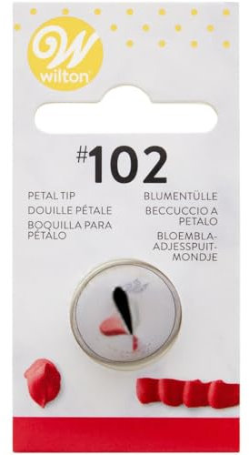 Wilton Beccucci in Acciaio Inox #102 Petalo Cardato, Beccucci Sac a Poche, Piping Tip Riutilizzabile per Decorare Torte, Cupcake, Biscotti, Pasticcini