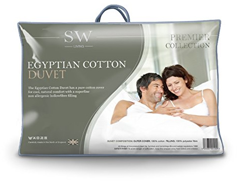 SW Living 4.5 Tog Luxury fine Cotton Duvet, White, Super King