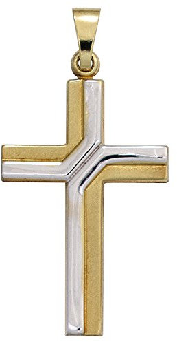 Jobo Damen-Anhänger Kreuz aus 8 Karat 333 Gold Bicolor