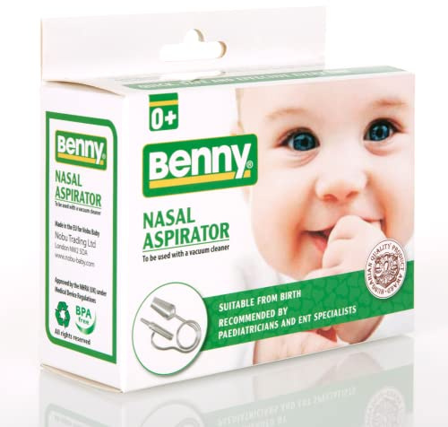 Benny Nasal Aspirator -The Most Effective Nose Cleaner for Sinus Congestion Cold and flu. Safe, Gentle and Fast Nose Suction for Newborns Children Even for 7yrs