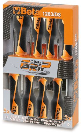 Beta 1263/D8 - Juego de 8 destornilladores (art. 1260, 1262)