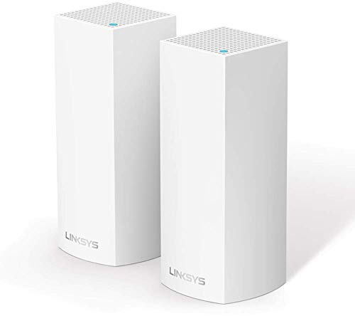 Linksys Système Wi-Fi 5 Mesh Triple Bande Velop Whw0302 Ac2200 (Routeur Wlan, Répéteur Amplificateur de Signal Jusqu’à 350 M2, pour Plus de 40 Appareils, 4 Ports ethernet, Pack de 2, Blanc)