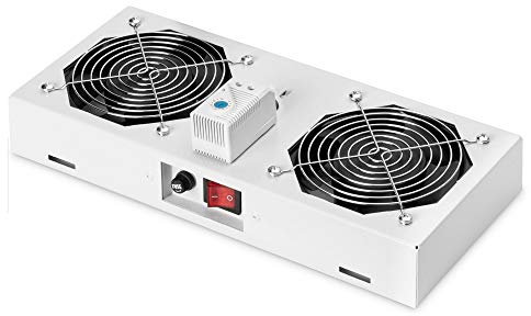 DIGITUS Dachlüftereinheit für Wandgehäuse - 276 m³/h freiblasender Volumenstrom - 2x Lüfter - Thermostat - Grau