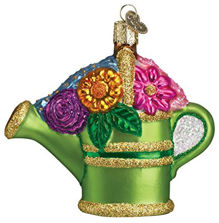 Old World Christmas Watering Can Glass Blown Ornament for Christmas Tree, Handcrafted Holiday Decoration, Garden Collection