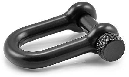 10er Set Schäkel aus Stahl, schwarz, mit hochwertigem Drehverschluss, für Paracord Armbänder, Kordeln etc., 33mm x 19mm (Größe M), U - Form - Marke Ganzoo