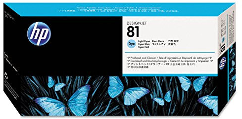 HP 81 C4954A Cian Claro, Limpiador de Cabezales de Impresión y Cabezal de Impresión Colorante Original para Impresoras DesignJet