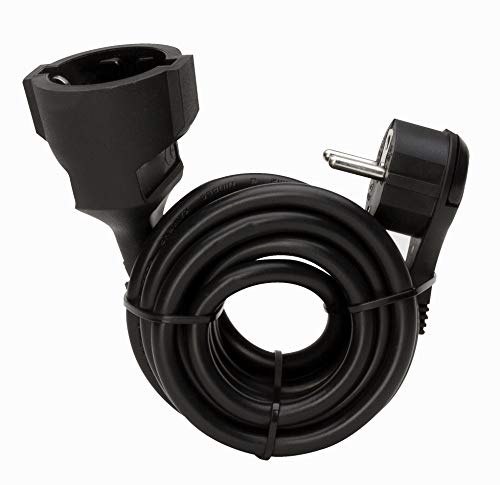 Kopp Verlängerungskabel 2m - Schwarz - Stromkabel-Verlängerung mit erhöhtem Berührungsschutz - IP20 Strom-Verlängerungskabel für innen - Schutzkontakt-Steckdosenverlängerung 250V~