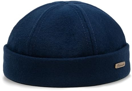 Sterkowski Docker Gorro de Lana para Hombre y Mujer, Gorro Tradicional de Marinero con Corte sobre Las Orejas, Azul Marino, 62