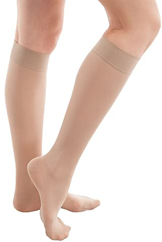 GABRIALLA Knee High Sheer Compression Socks for Women - 15-20 mmHg Graduated Compression Stockings for Varicose Vein, Swelling, Edema & Circulation - Medical Closed Toe Sheer Socks